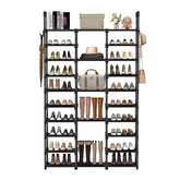 StickandSealit Extra Large 8-Tier Modular Shoe Rack - Customizable Storage Organizer with Accessory Hooks