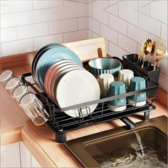 StickandSealit Premium Dish Drying Rack with Drainboard – Large Capacity Kitchen Organizer for Plates, Bowls, Glasses & Utensils