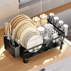 StickandSealit Premium Dish Drying Rack with Drainboard – Large Capacity Kitchen Organizer for Plates, Bowls, Glasses & Utensils