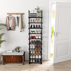 StickandSealit Extra Large 8-Tier Modular Shoe Rack - Customizable Storage Organizer with Accessory Hooks