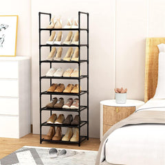 StickandSealit Extra Large 8-Tier Modular Shoe Rack - Customizable Storage Organizer with Accessory Hooks