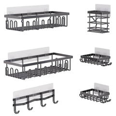 StickandSealit Adhesive Shower Caddy Set – Rustproof Wall-Mounted Bathroom Organizer with Storage Shelves & Hooks, No-Drill Shower Storage Rack