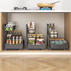 StickandSealit Under Sink Organizer Rack – 2-Tier Sliding Storage Shelf for Kitchen & Bathroom Cabinets, Space-Saving Metal Under Sink Storage with Pull-Out Drawers