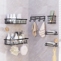 StickandSealit Adhesive Shower Caddy Set – Rustproof Wall-Mounted Bathroom Organizer with Storage Shelves & Hooks, No-Drill Shower Storage Rack