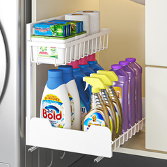StickandSealit Under Sink Organizer Rack – 2-Tier Sliding Storage Shelf for Kitchen & Bathroom Cabinets, Space-Saving Metal Under Sink Storage with Pull-Out Drawers