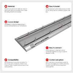 Stick & Screw Double Curtain Rail Tracks for Ceiling & Wall Mounting
