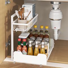 StickandSealit Under Sink Organizer Rack – 2-Tier Sliding Storage Shelf for Kitchen & Bathroom Cabinets, Space-Saving Metal Under Sink Storage with Pull-Out Drawers